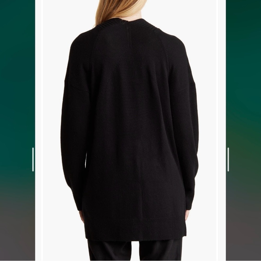 Vince Wool & Cashmere Open Front Cardigan in Black - Picture 4 of 12